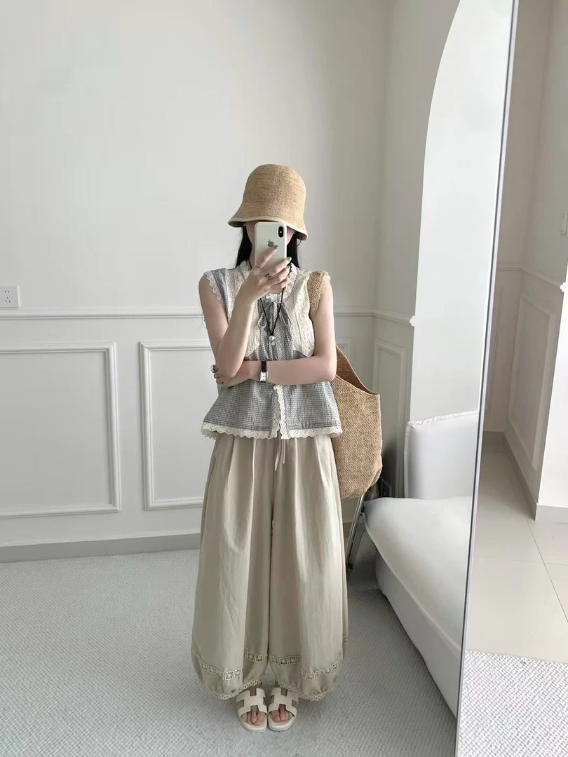 【格子背心】遮副乳小背心+灯笼裤