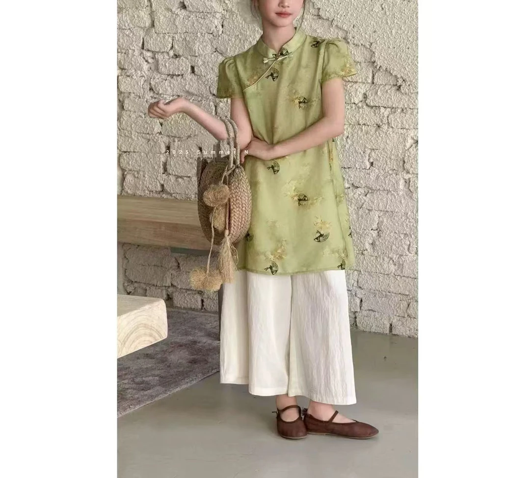 2025夏季旗袍裙套装女童