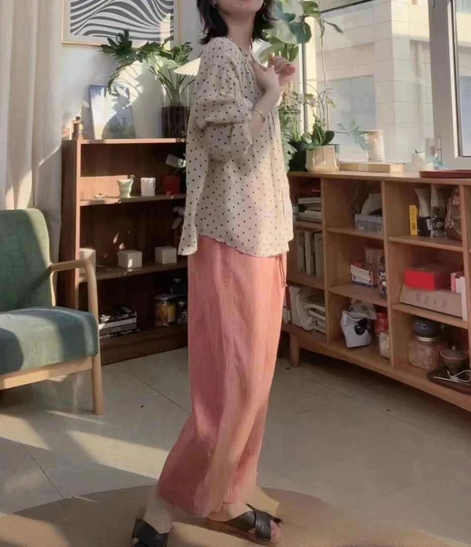 【朝阳】春季新品色织汉麻气质百搭小众麻料直筒裤24011