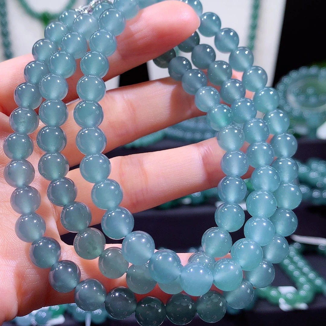 翡翠未镶嵌手链天然a货翡翠项链8mm