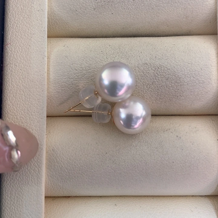 18K金镶嵌耳饰海水珍珠
