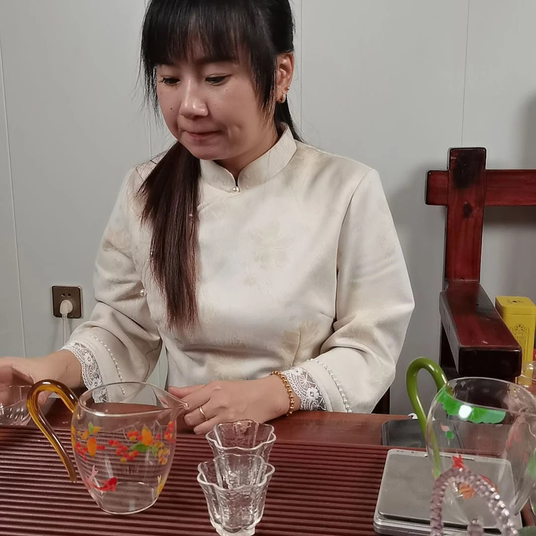 高硼硅玻璃手柄款鲤跃楠瑞公杯配两支小杯