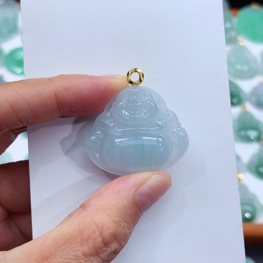 翡翠18K金镶嵌颈饰翡翠吊坠