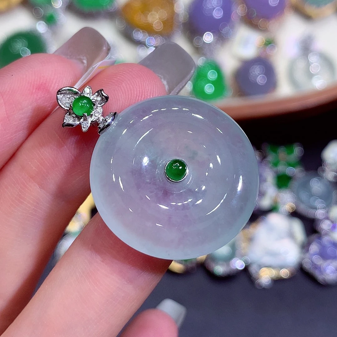 吊坠(不含链)18K金镶嵌翡翠