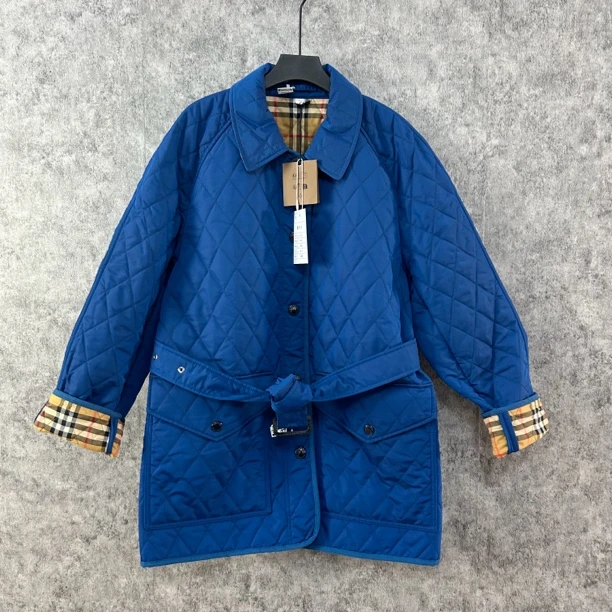 未使用 BURBERRY/博柏利 Burberry蓝色菱格纹棉服