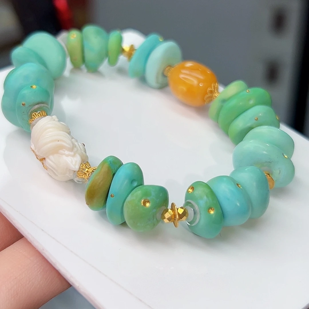 绿松石珠宝奇石18K金镶嵌