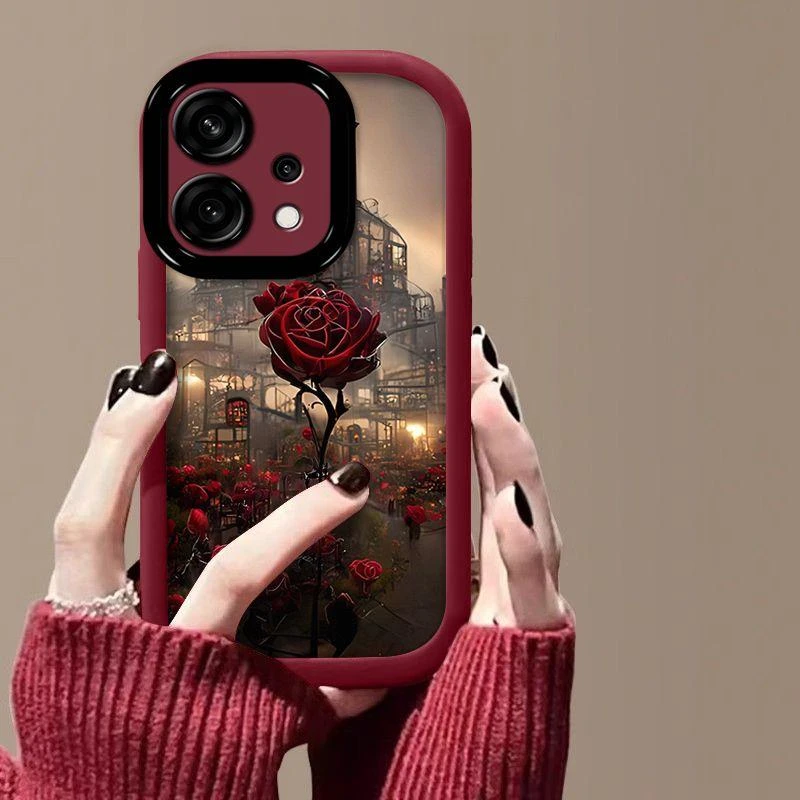 爱意玫瑰适用OPPReno14手机壳14Pro网红防摔硅胶泡芙创意保护全包