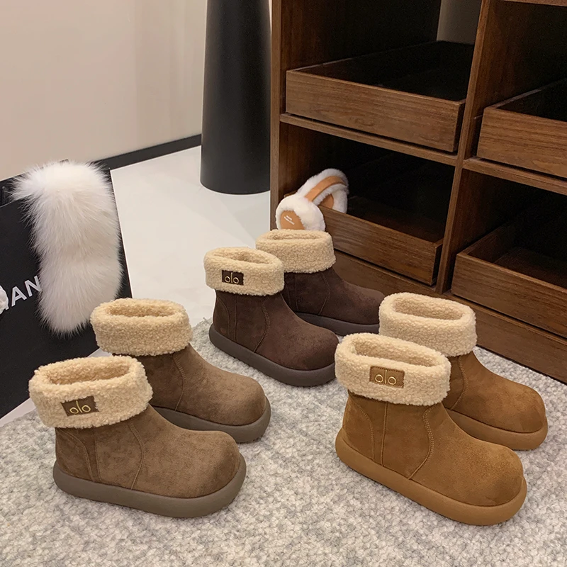 【专柜版】大土豆毛毛勃肯雪地靴女2025冬季两穿反绒复古加厚短靴