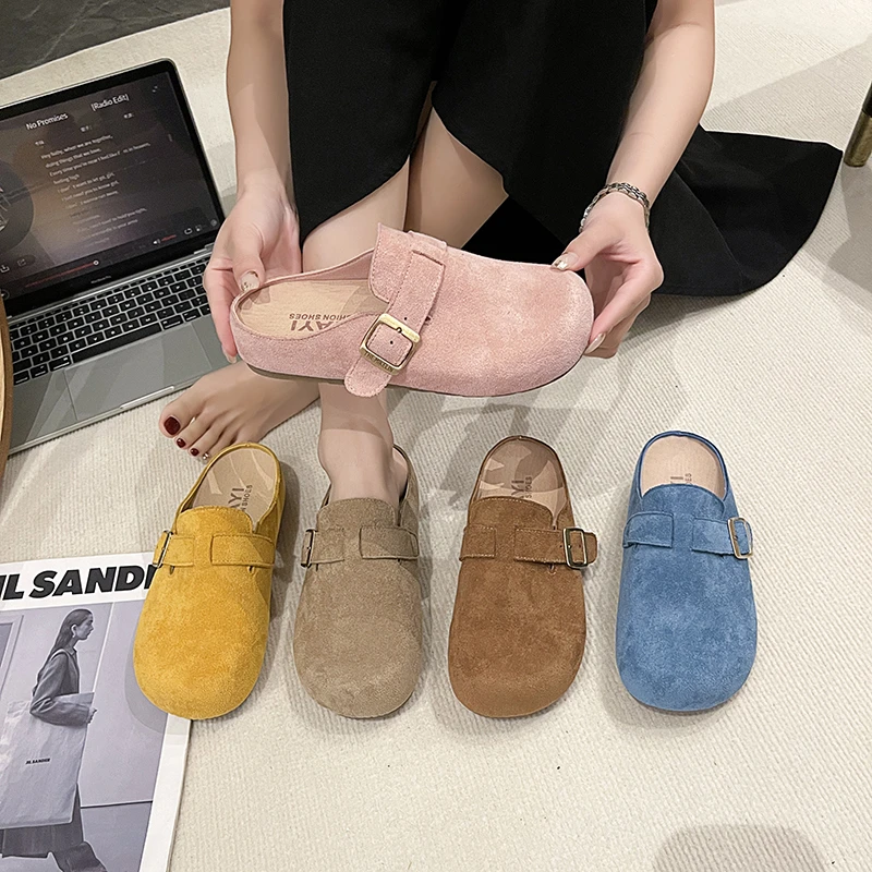 时尚厚底包头半拖鞋女2025新款春夏外穿百搭少女感一脚蹬鞋子爆款