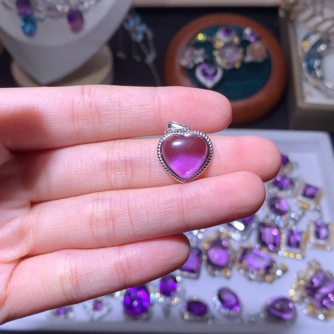 水晶戒指银S925镶嵌吊坠