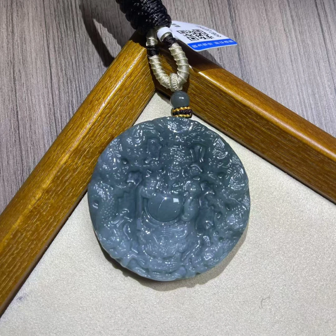 天然翡翠财神吊坠DY@@60B7J07093（多样性发一）