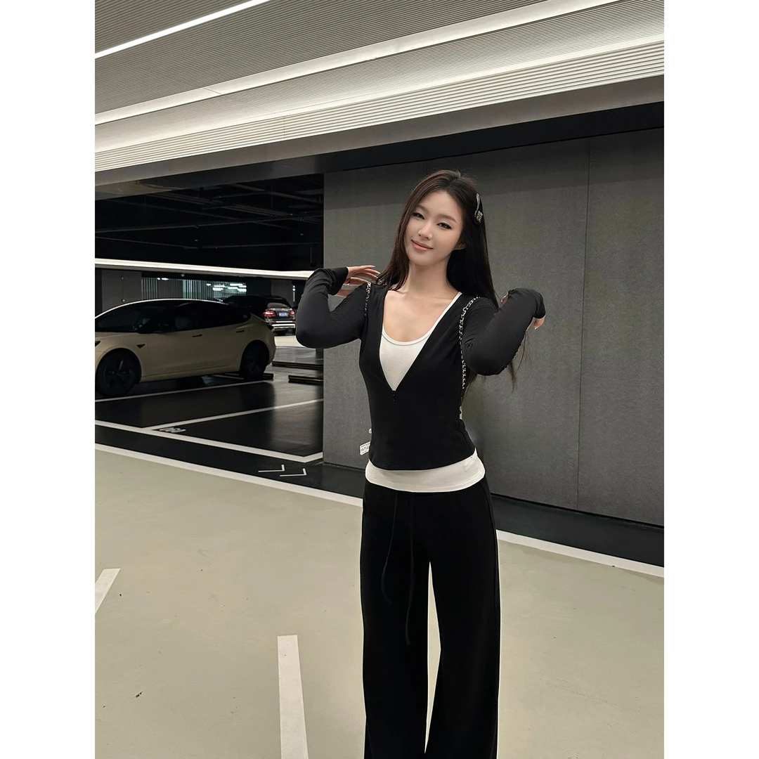 5werkwen lulu系纸片人 早秋设计感拉链套装