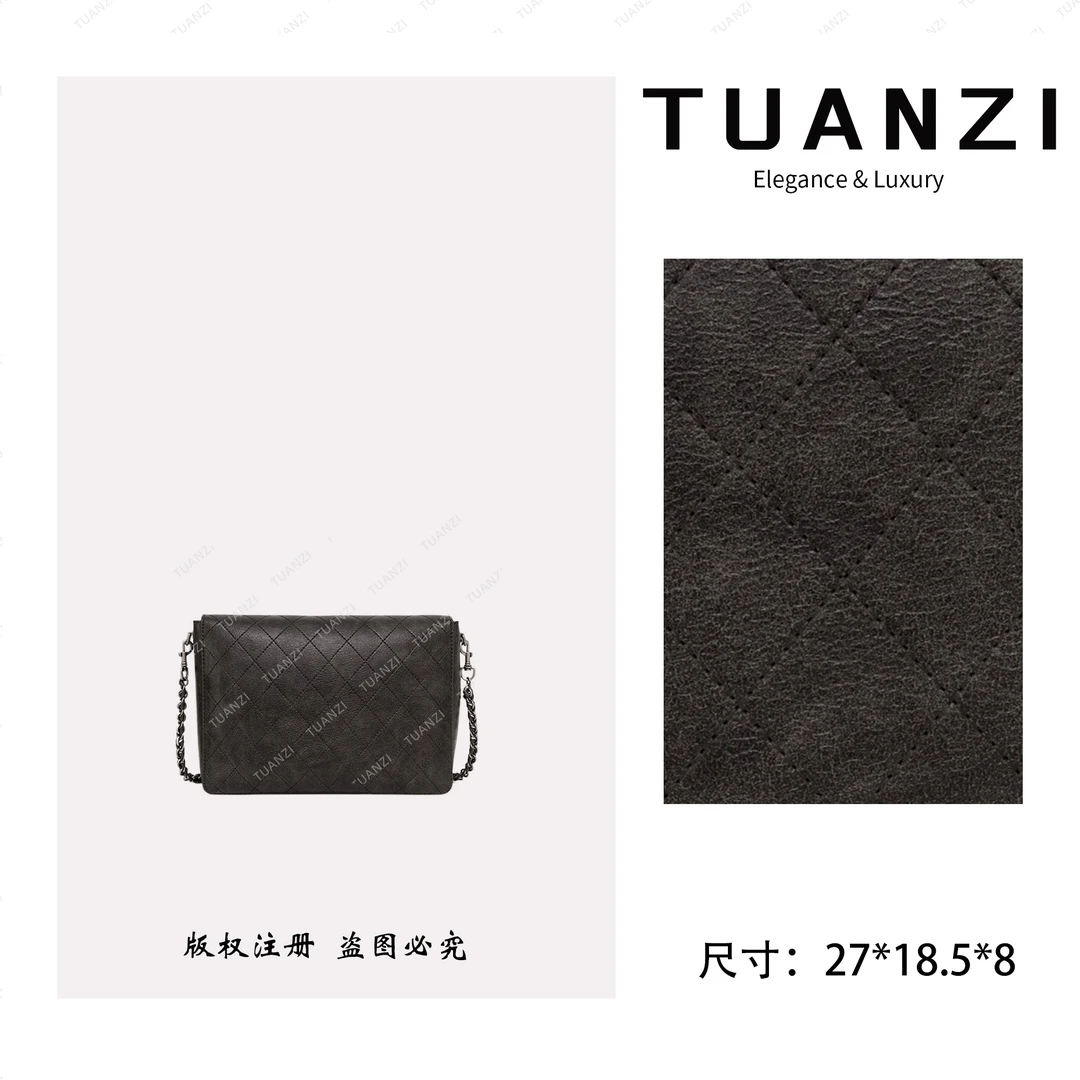 TAUNZI『凯旋』赛家秋冬新款27cm腋下斜跨包 ZT-95038-游牧复古黑