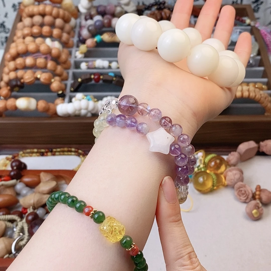 菩提根/象牙果吊坠双圈紫小水