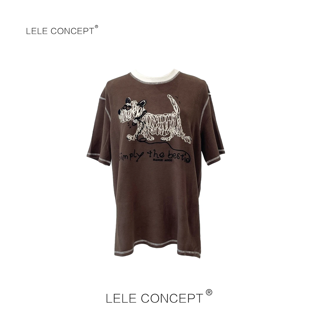 LELE CONCEPT 丨设计风线条小狗半袖TX039