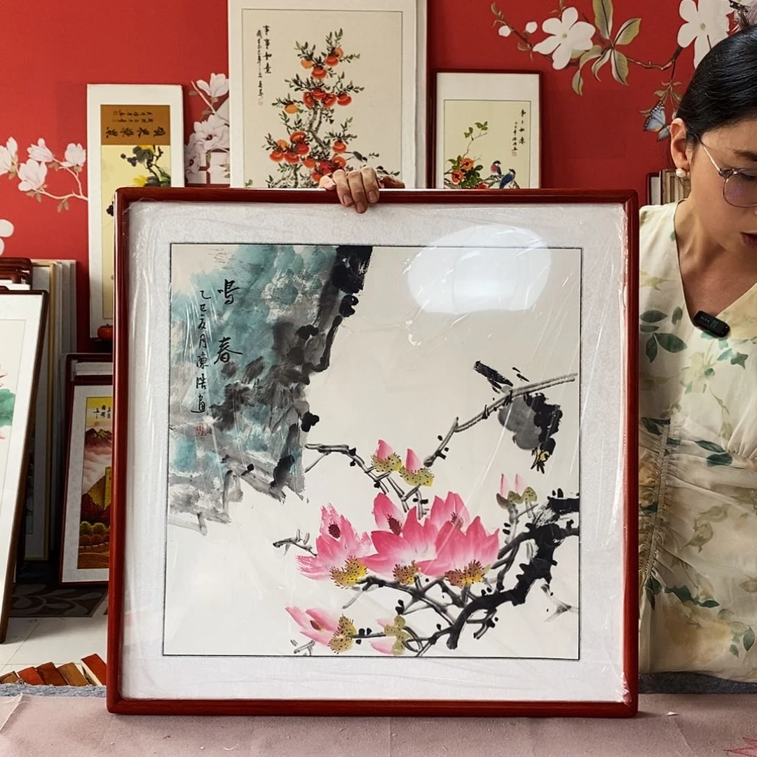 国画手写手绘带框包邮62✖️62国画作品