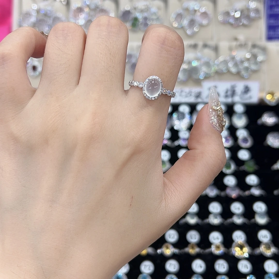 橘***柚蛇纹石玉银S925镶嵌戒指