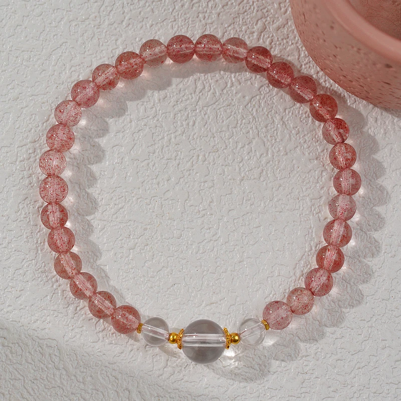 【清负引贵】白水体草莓晶手串925（天然珠宝多样性发其一）