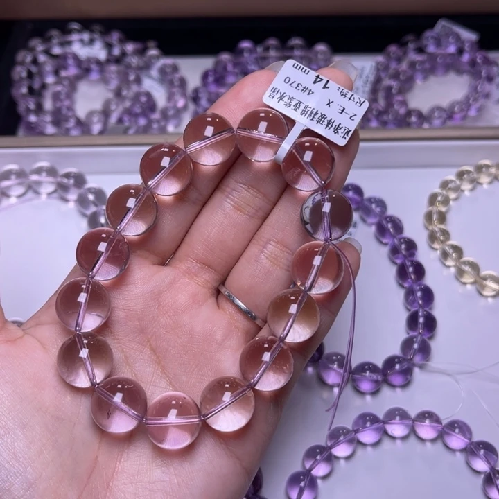 手串紫晶未镶嵌粉透玻利维亚