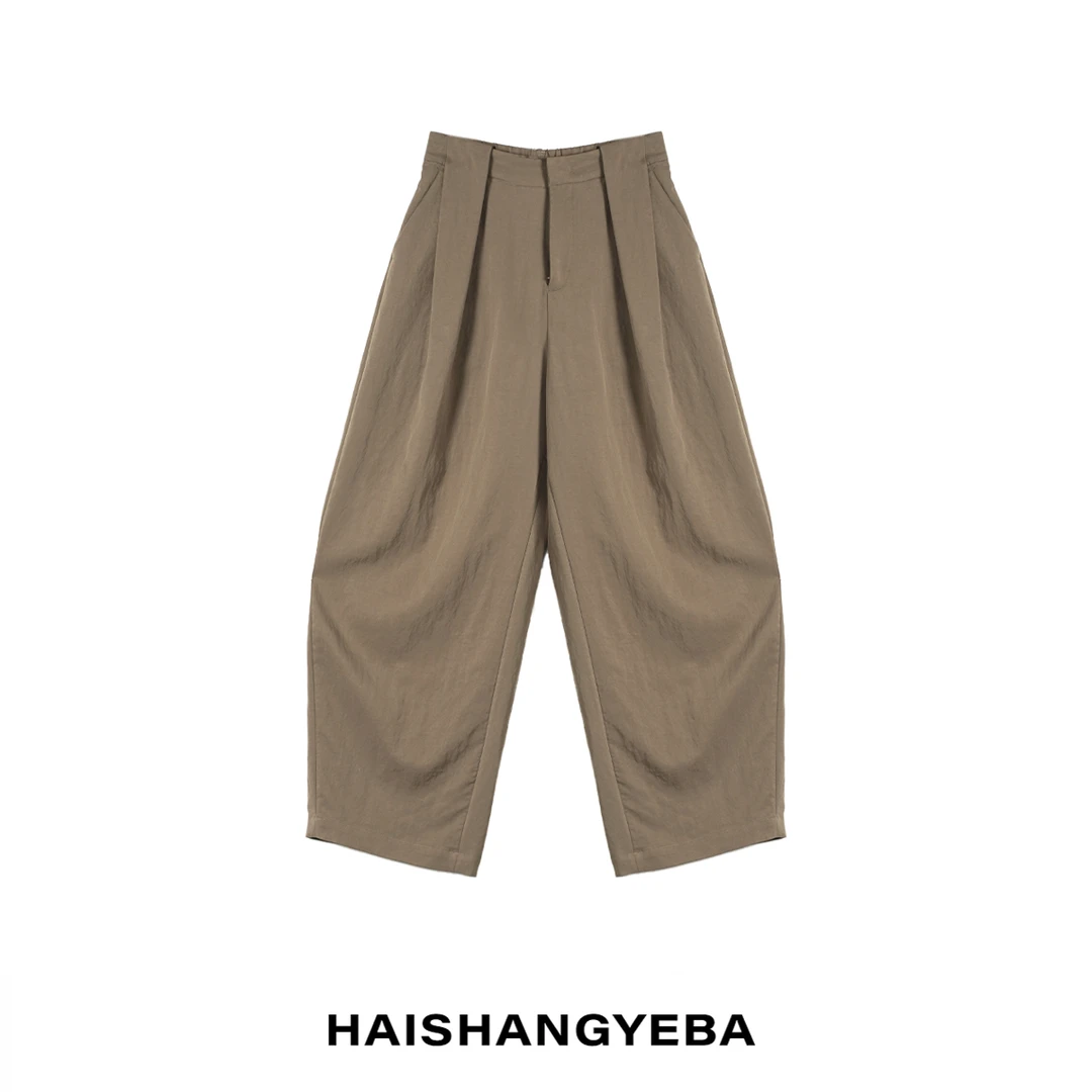 【海上叶爸】新款2025春夏百搭天丝后松紧腰宽松休闲裤