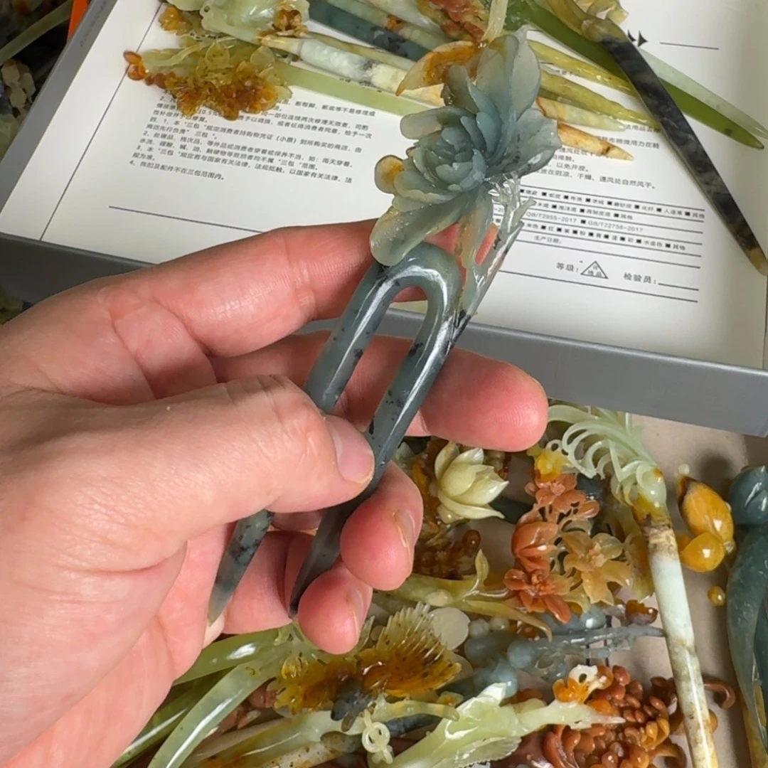 岫玉发饰未镶嵌明君玉簪就是好看