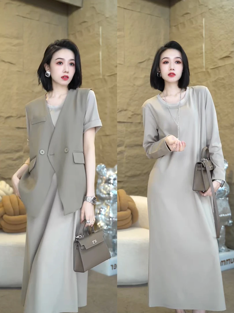 欧颍昇春夏穿搭时尚通勤外穿洋气轻奢小众高级感女装连衣裙子7118