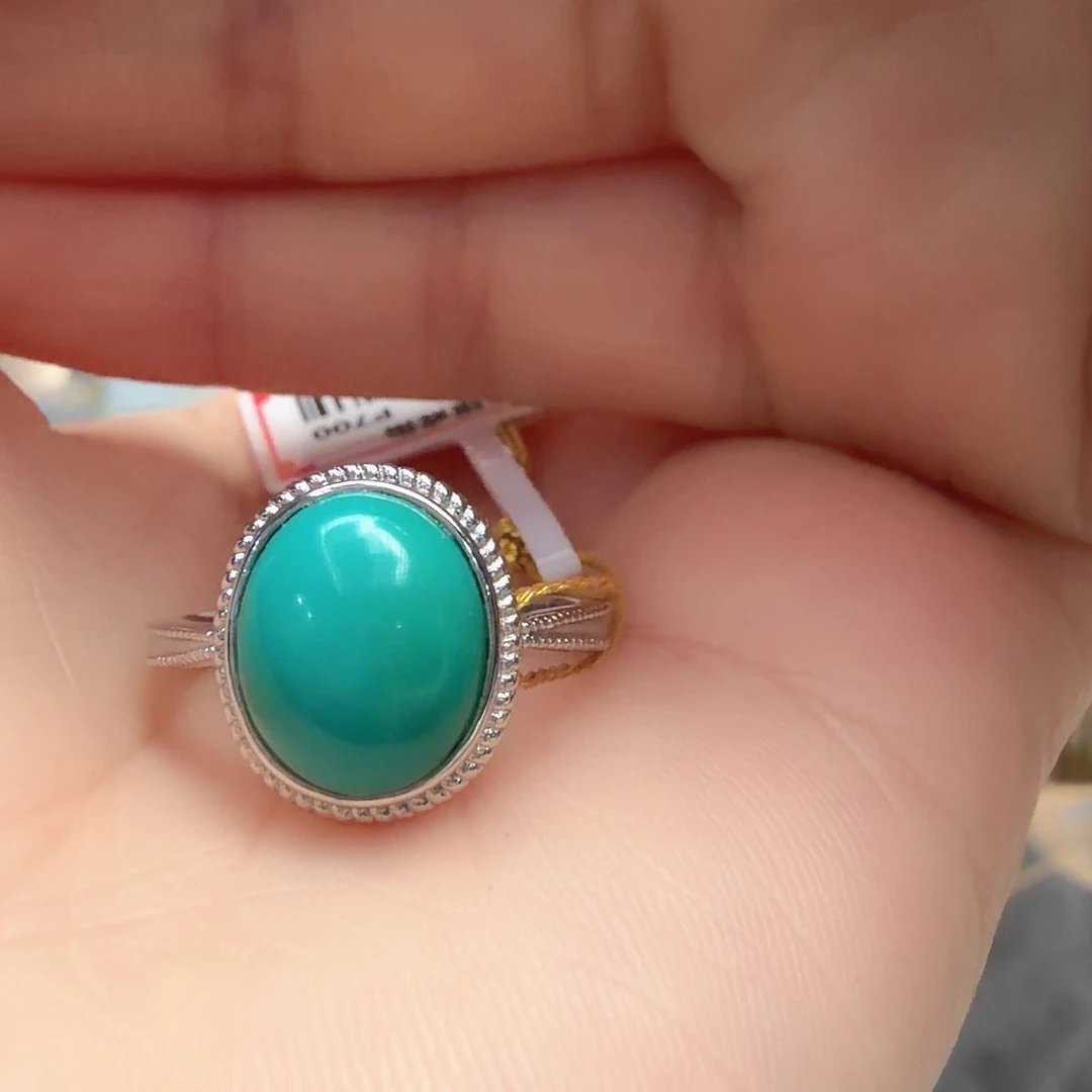 绿松石银S925镶嵌戒指