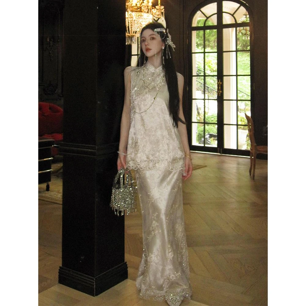 2025超火夏装一整套高级感清冷感禅意新中式国风上衣半裙两件套装