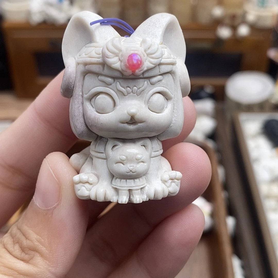 鹿骨把件c19鹿角猫神