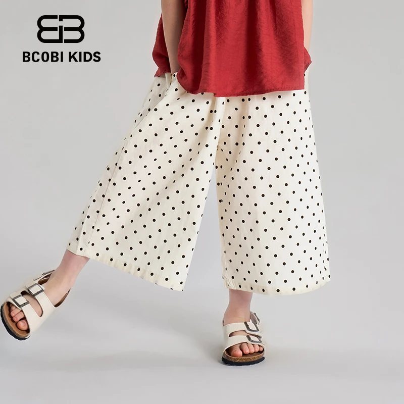 BCOBI/不可比喻女童夏季裤子纯棉波点九分裤儿童裤子夏季薄款童装