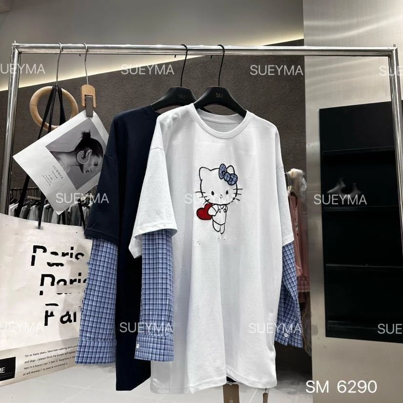 杨杨 SM-时尚假两件卡通上衣6290