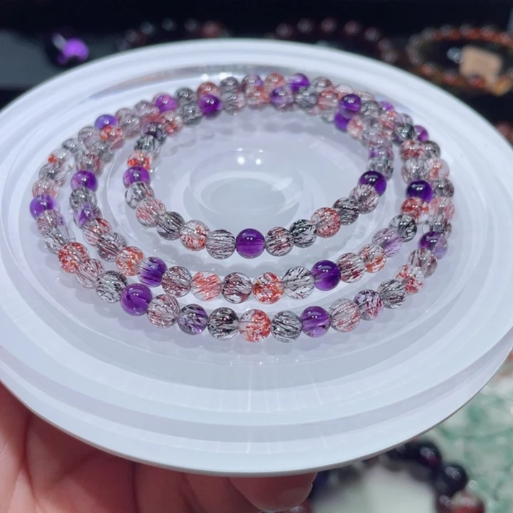 水晶手链未镶嵌超七手链，晶体通透