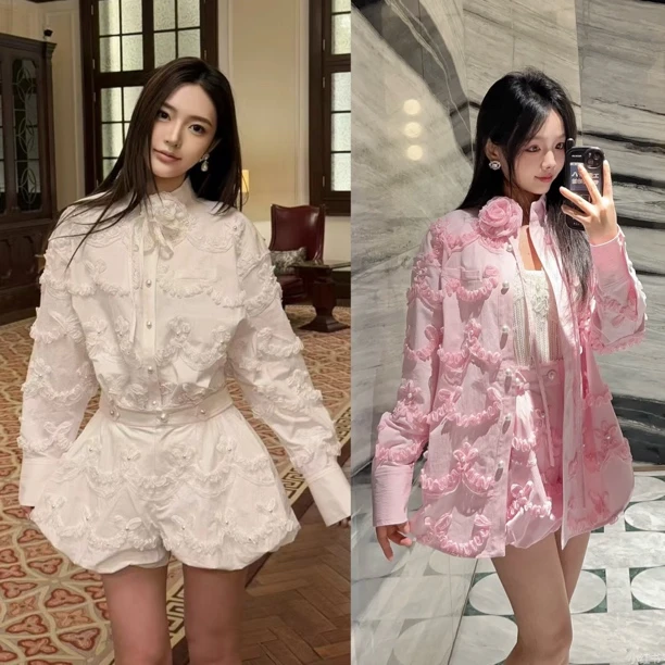 辰辰服饰花朵刺绣衬衣半裙纱裙