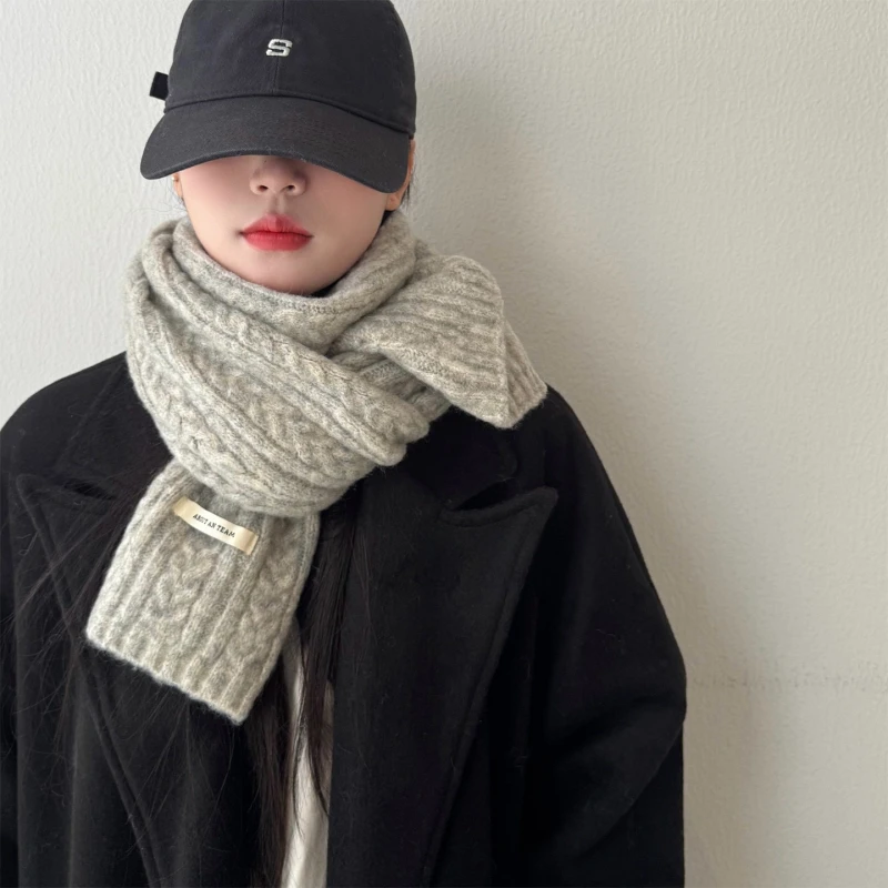 '改良版粗麻花' 韩版纯色含羊毛麻花针织毛线围巾女秋冬氛围保暖