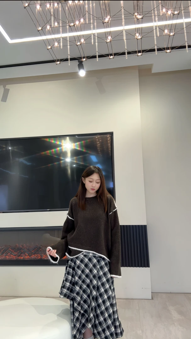 【壹壹专属】时尚百搭休闲宽松格子纹半裙BQ2701