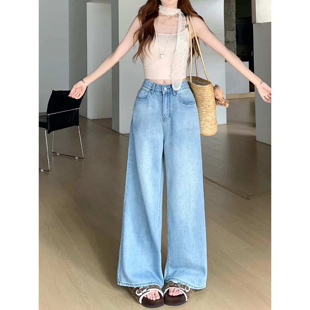 【海洋之芯系列】初秋美式风莱赛尔天丝浅蓝牛仔裤显瘦百搭垂感宽松