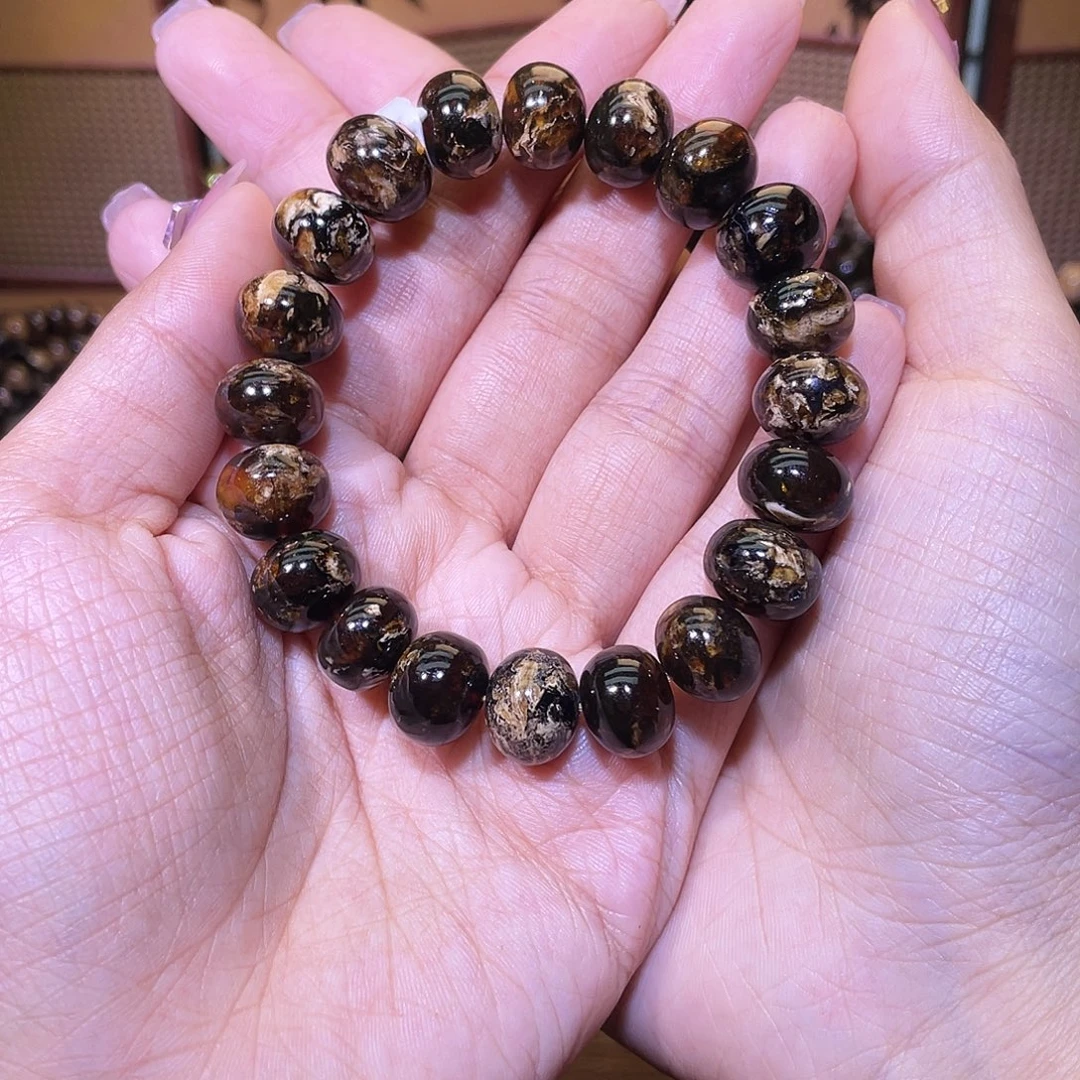 琥珀未镶嵌裸石抚顺琥珀12+黑白花