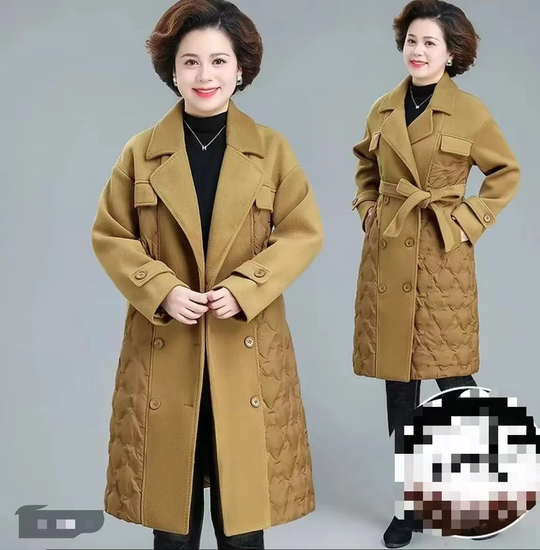 【YY773】3302双面大衣女冬装新款设计感中长款呢大衣拼宽松外套