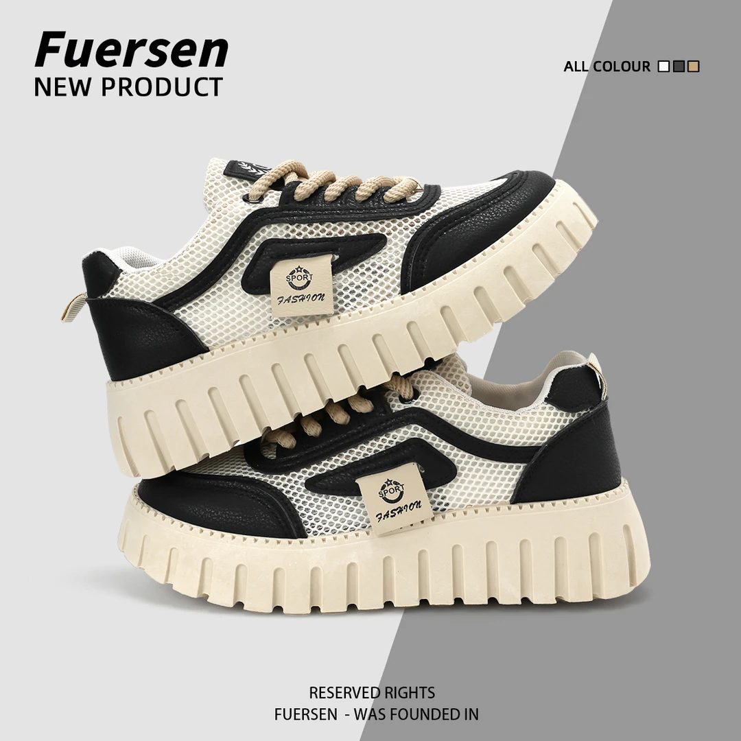 与跑2025夏季小白鞋新款韩版ins女学生增高透气运动鞋潮休闲鞋H1