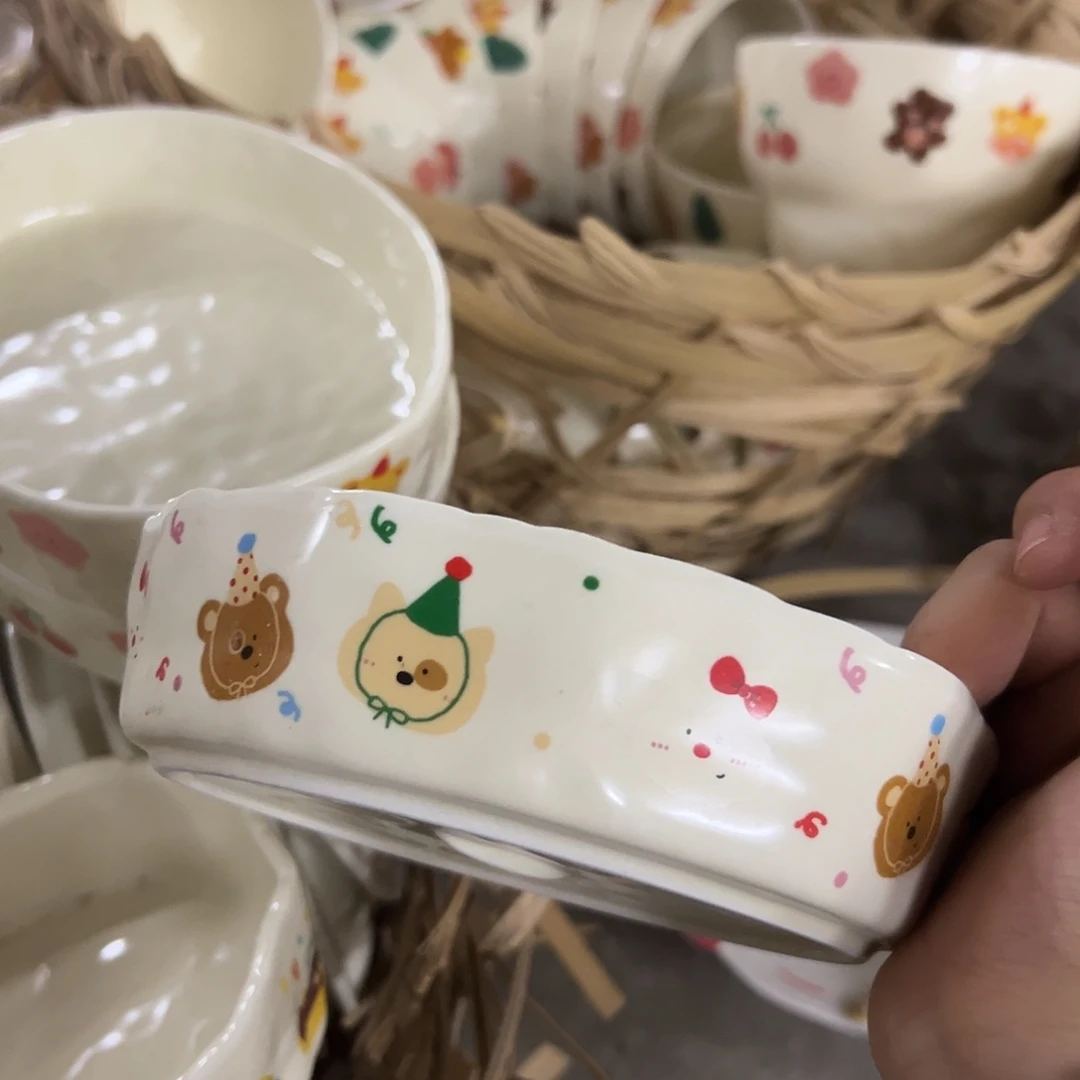 搪瓷微瑕动物派对甜品碗一个