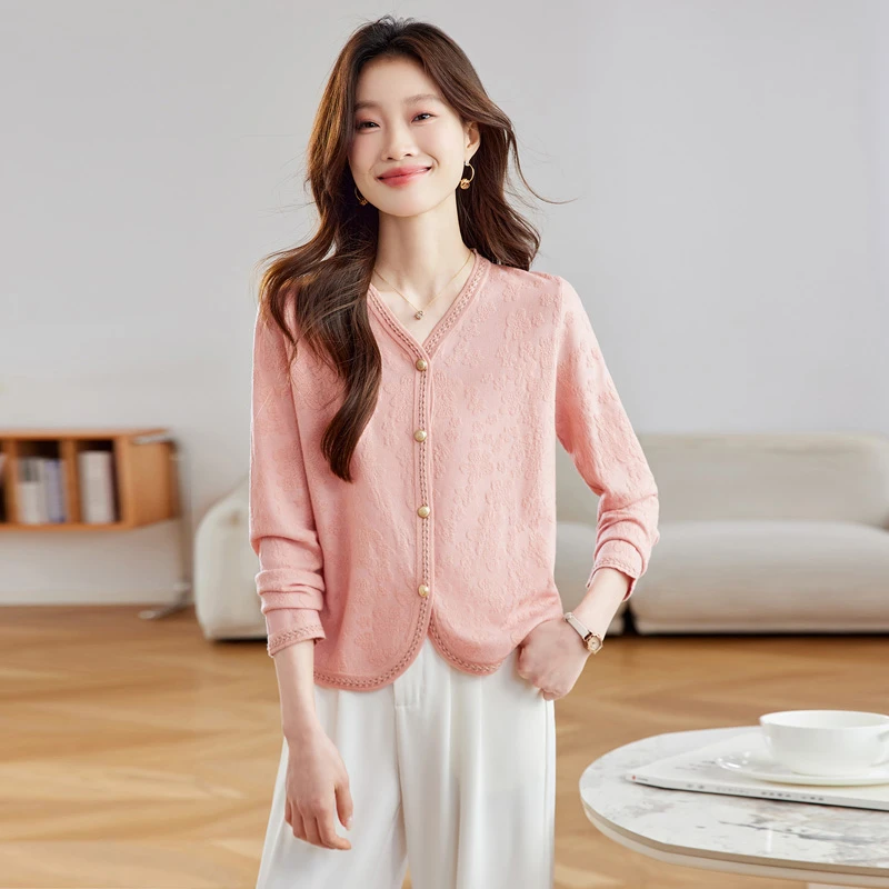 2025春秋新款设计小众不规则外套女士宽松长袖开衫薄款针织衫外披