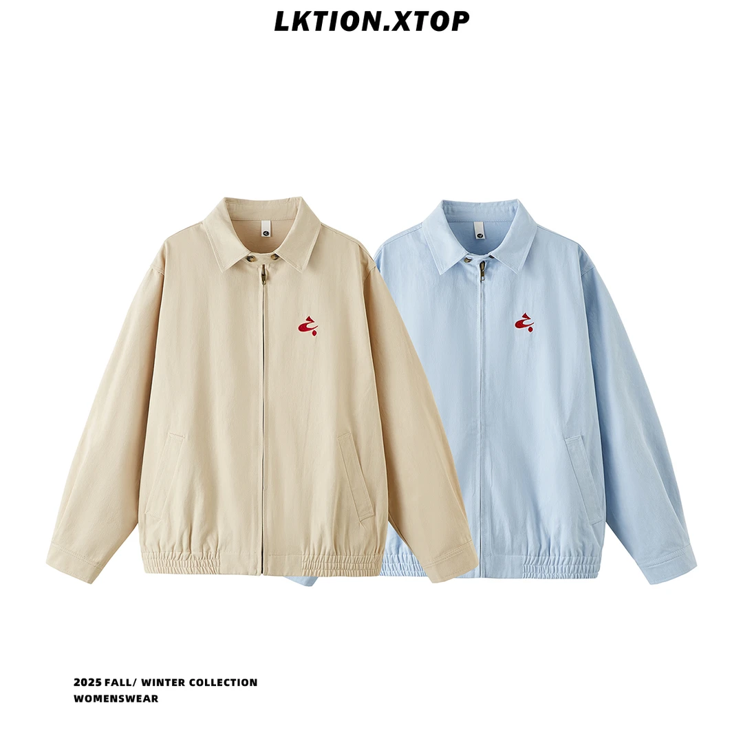 LK正品 翻领衬衫夹克休闲男外套蓝色情侣宽松Cleanfit蓝色夹克潮