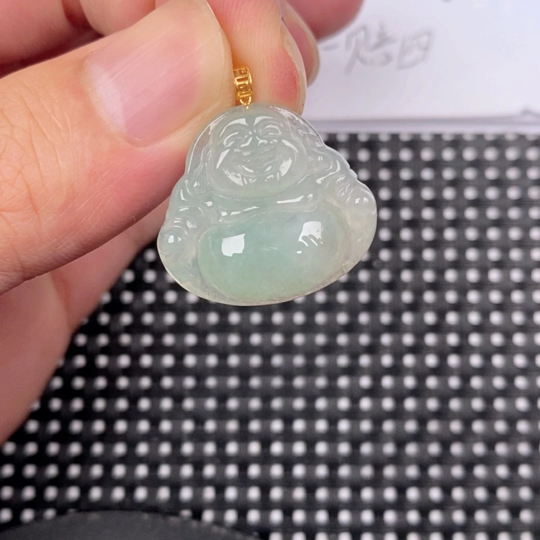 翡翠18K金镶嵌颈饰挂件