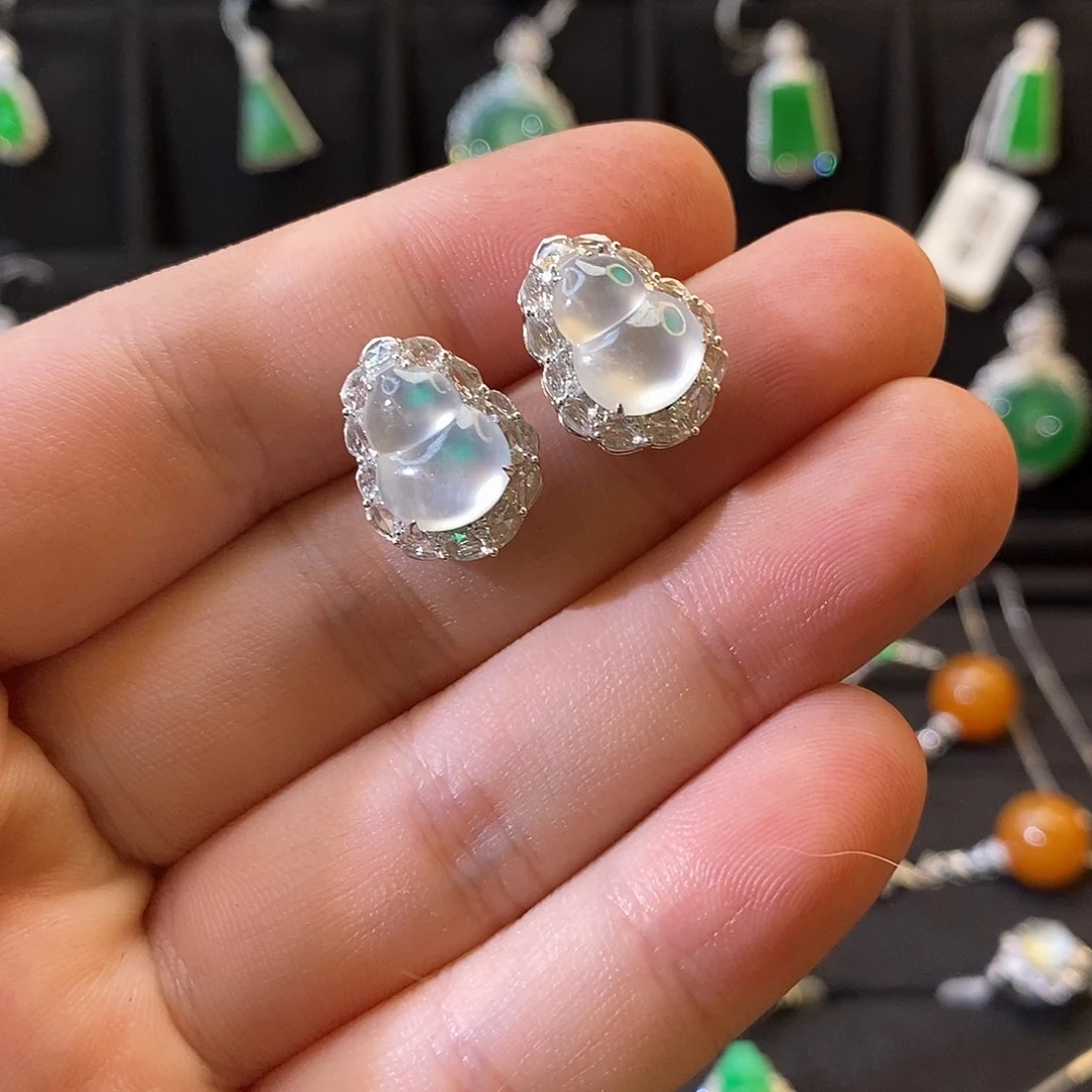 翡翠18K金镶嵌耳饰