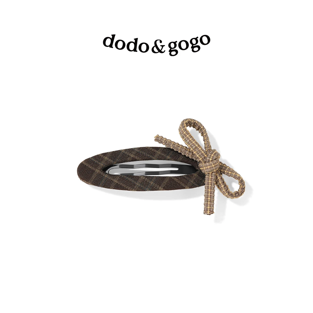 DODOGOGO时尚百搭简约韩系格纹蝴蝶结发夹