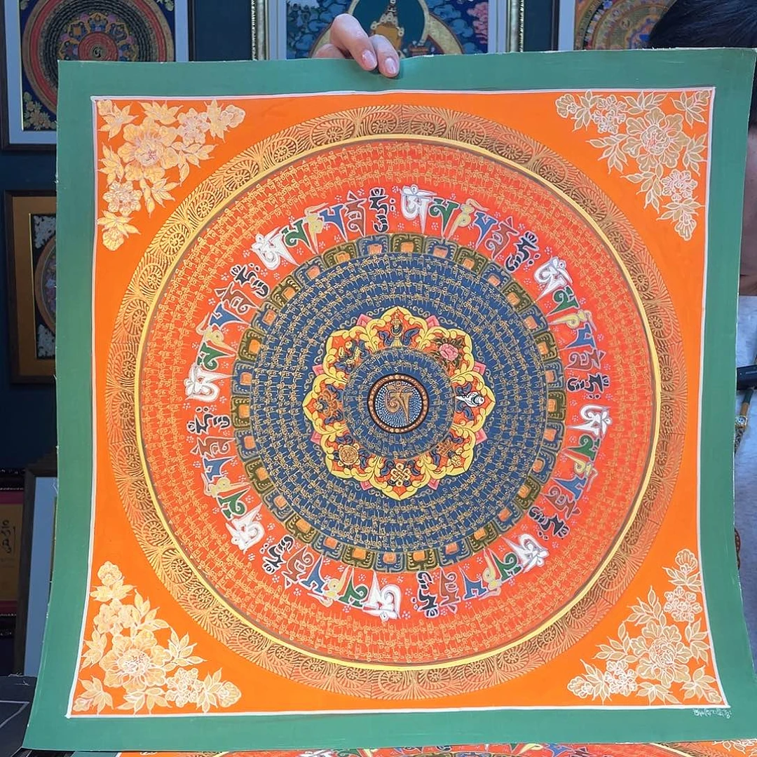 卷轴画手绘唐卡 50厘米六字