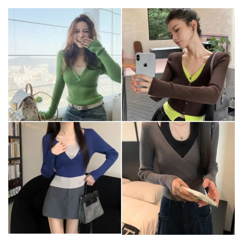 小个子早秋显瘦针织上衣