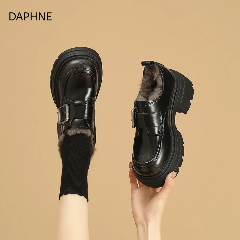 达芙妮厚底乐福鞋女2025秋季新款英伦风小皮鞋百搭玛丽珍女鞋子