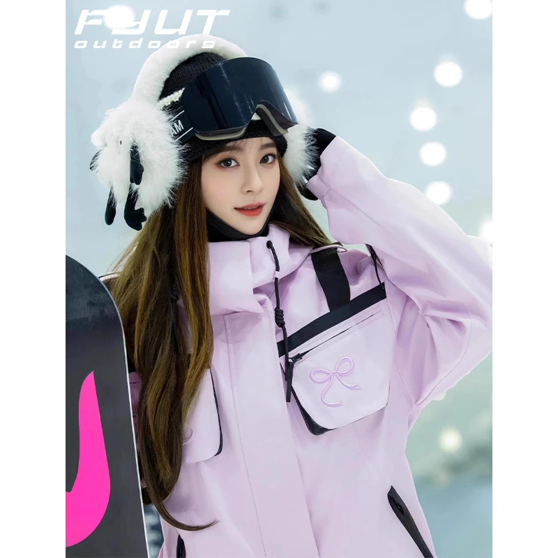 FYUT户外滑雪服套装女2025冬季新款蓝色加厚棉服防风防水单板雪服