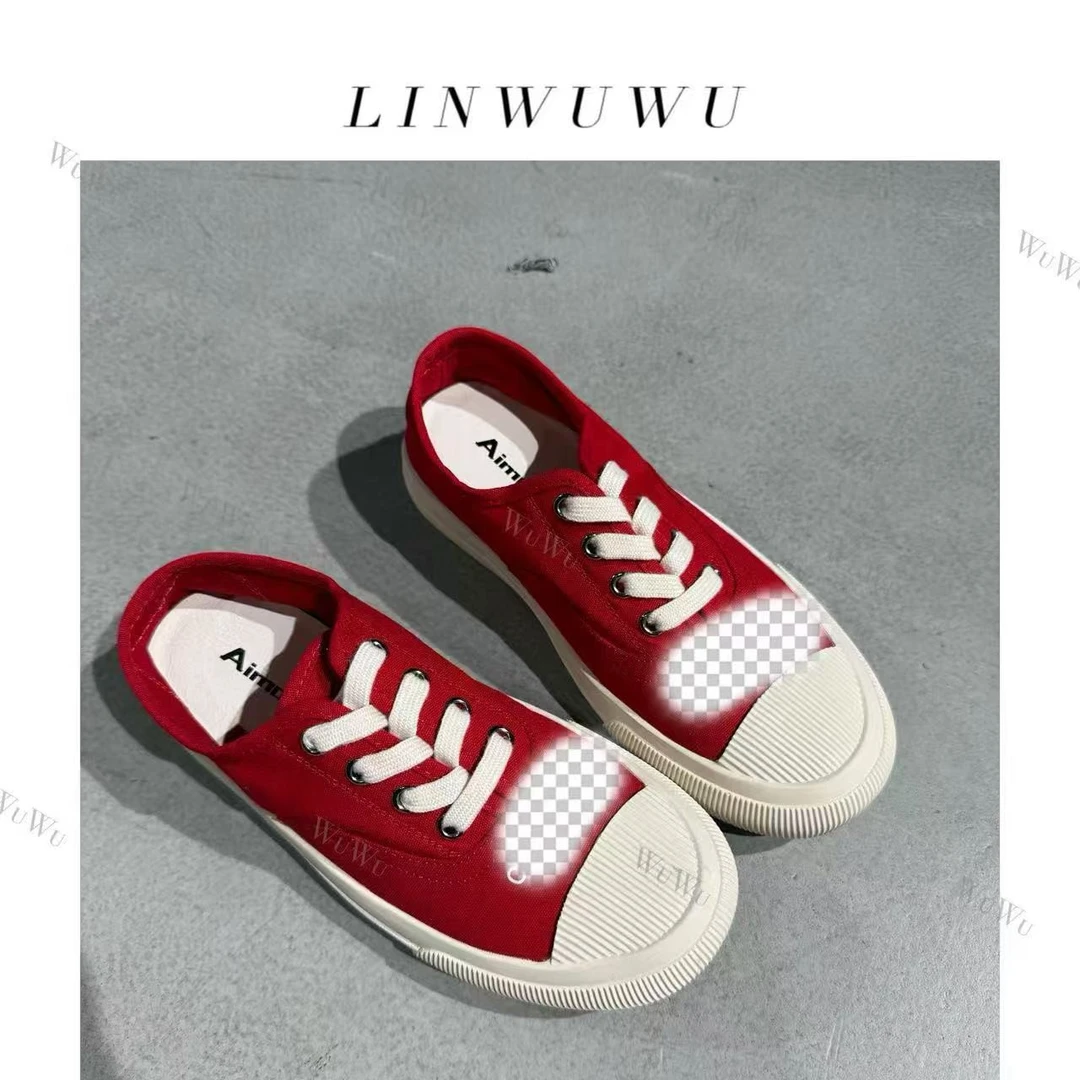 【五五定制】2025新款—时尚休闲圆头字母标系带帆布休闲鞋1783